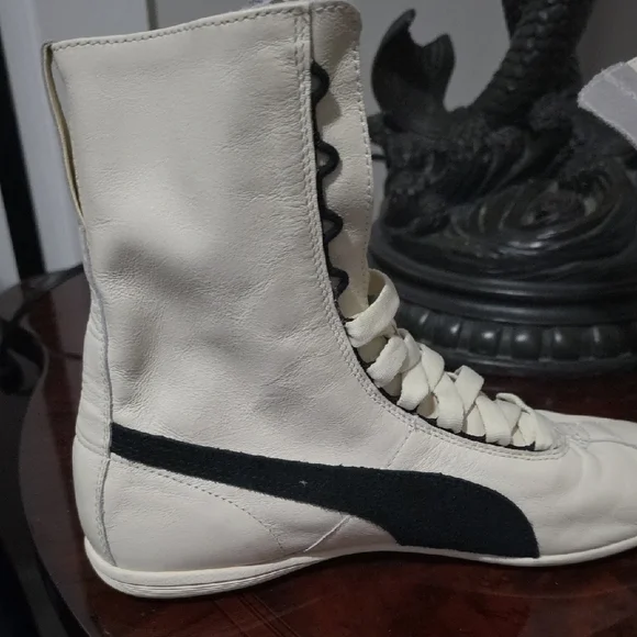 Puma Women's High-Top Cream and Black Sneakers - Picture 2 of 11